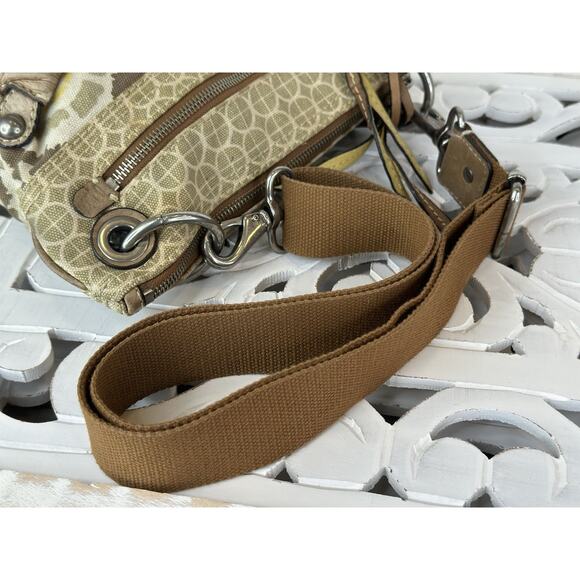 FOSSIL KEYPER Canvas & Leather LINEN / TAN / LEMON Crossbody Messenger Bag - Picture 9 of 14